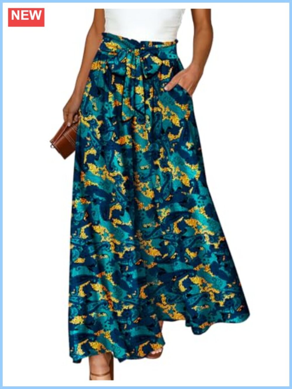 Women's Cotton Wide Leg Palazzo Pants High Waisted Floral Boho Culottes Tie